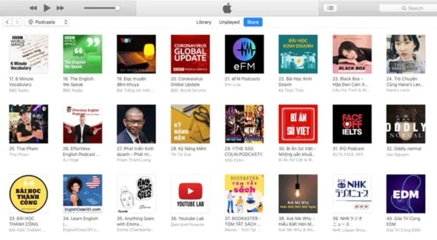 Nghe podcast trên iTunes của Apple